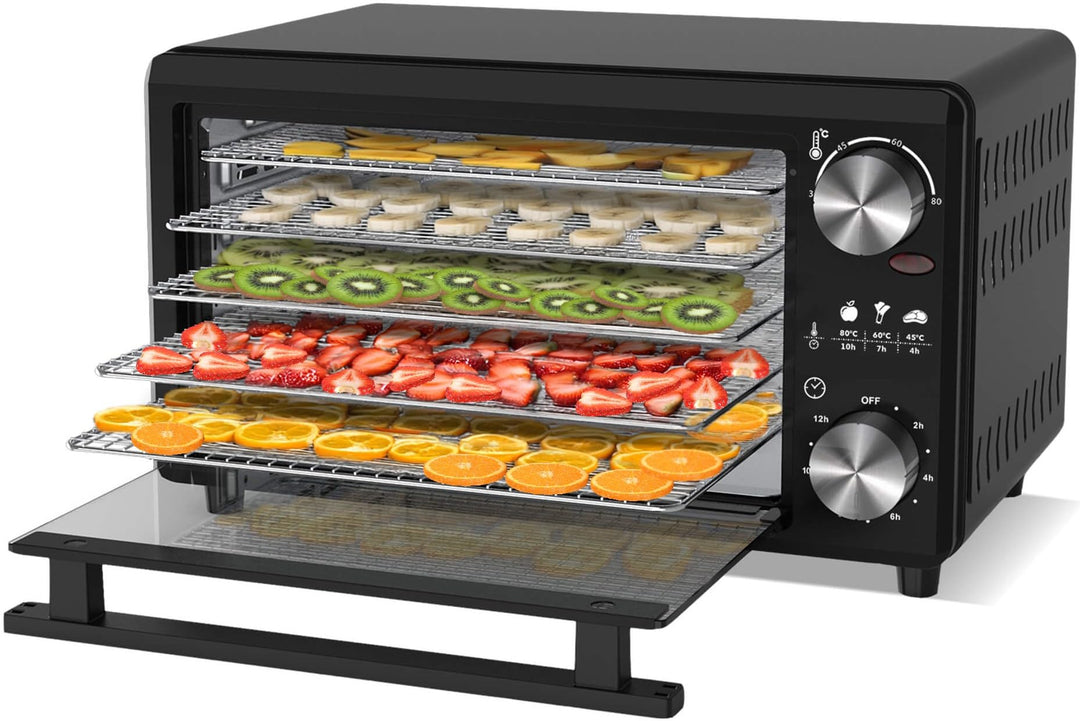 TurboWave BIO Dörrgerät komplett aus Metall, 14 Liter, 5x Einlegeboden, inkl. Timer und Rezeptheft (