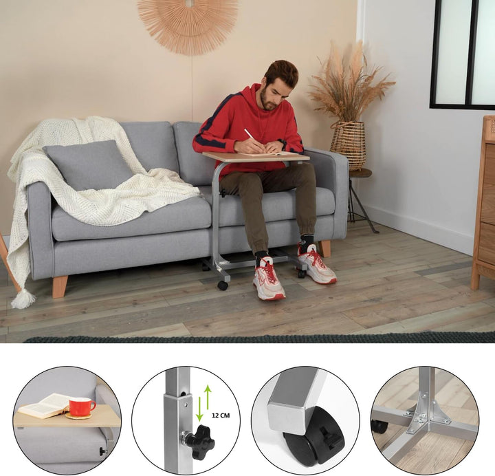 MEUBLE COSY Laptoptisch Höhenverstellbar mit Rollen Laptopständer Beistelltisch Sofatisch Nachttisch