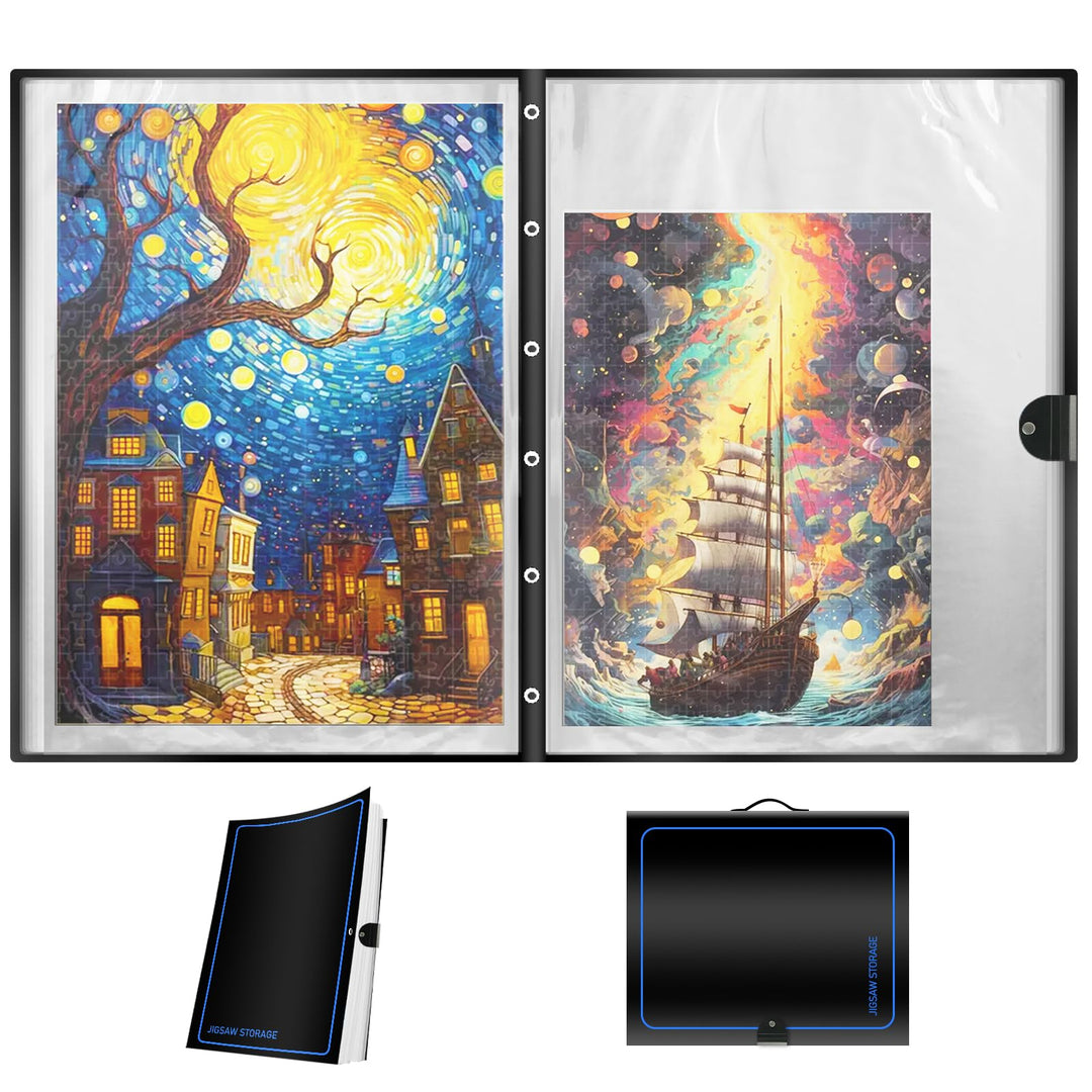 Grosser Puzzle-Ordner für 500–1000 Teile, platzsparende Puzzle-Aufbewahrung für bis zu 20 Puzzles, m