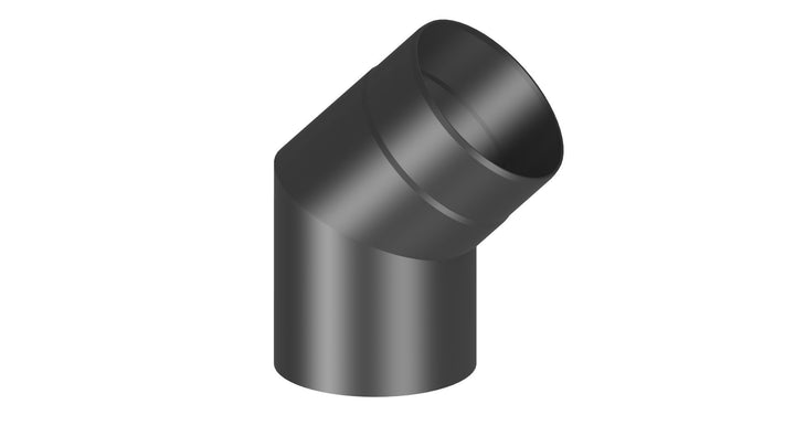 Ofenrohr Winkel 45° ohne Tür; 130mm Durchmesser, schwarz Ø 130 mm 45 Grad, Schwarz Ohne Tür, Ø 130 m