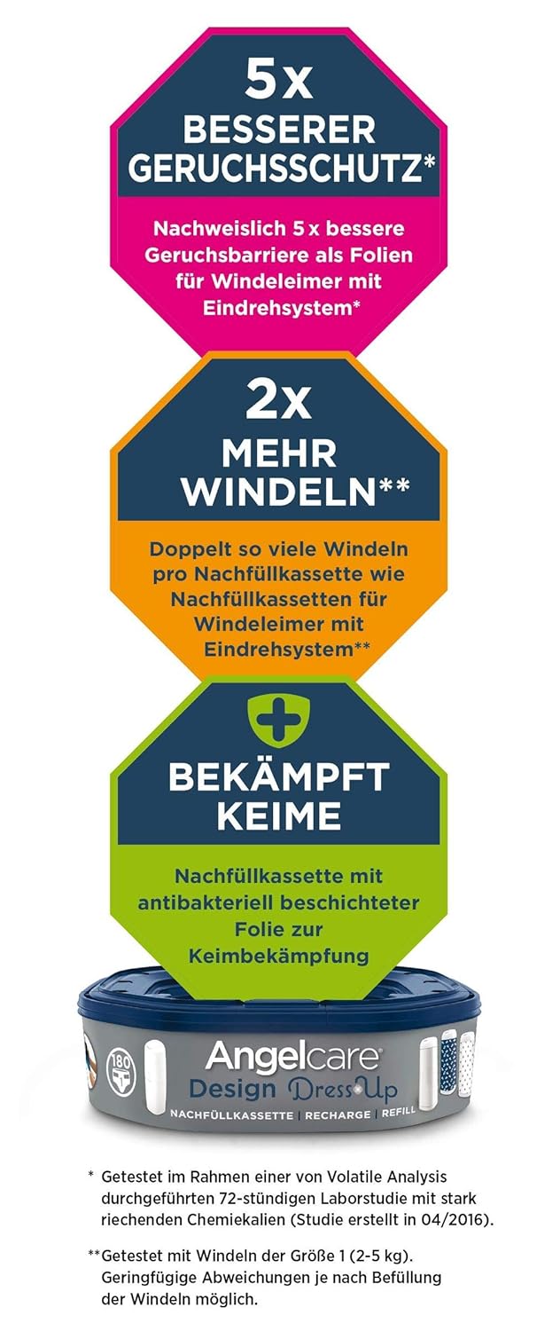 Angelcare AR5003-DE 3er-Pack Nachfüllkassette Dress-Up, blau, Dress-Up