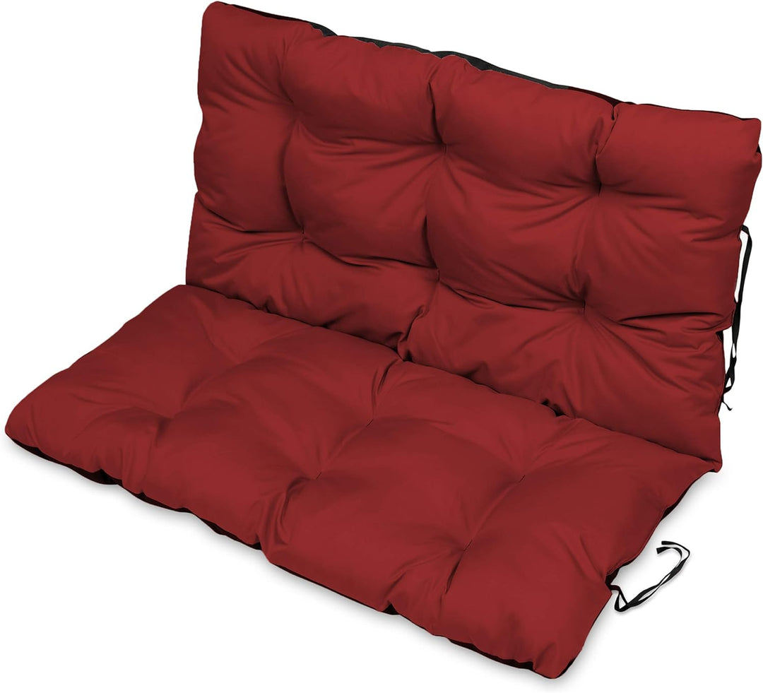 SuperKissen24. Sitzkissen Bankkissen Bankauflage für Gartenbank - 120x50 cm und Rückenlehne 120x60 c