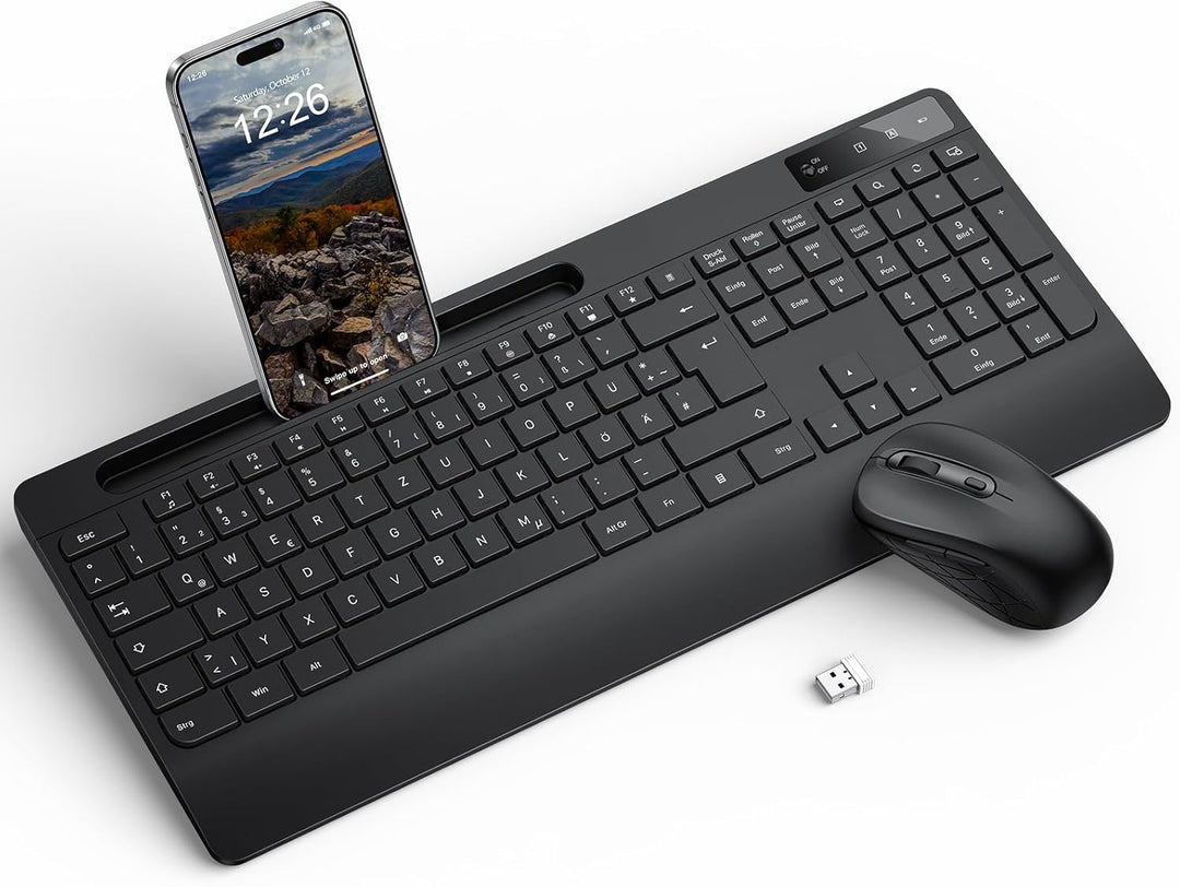 Tastatur Maus Set Kabellos - OMOTON Ergonomische Kabellos Tastatur QWERTZ Deutsche Mit Handgelenkauf
