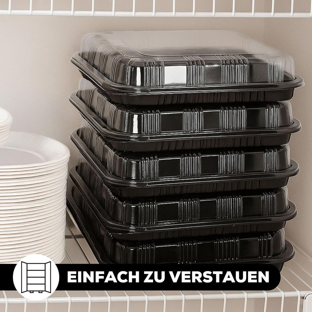 5er-Set Serviertabletts – 45 x 31 x 7,5 cm Servierplatte mit Deckel für Buffet Zubehör Partys und Ca