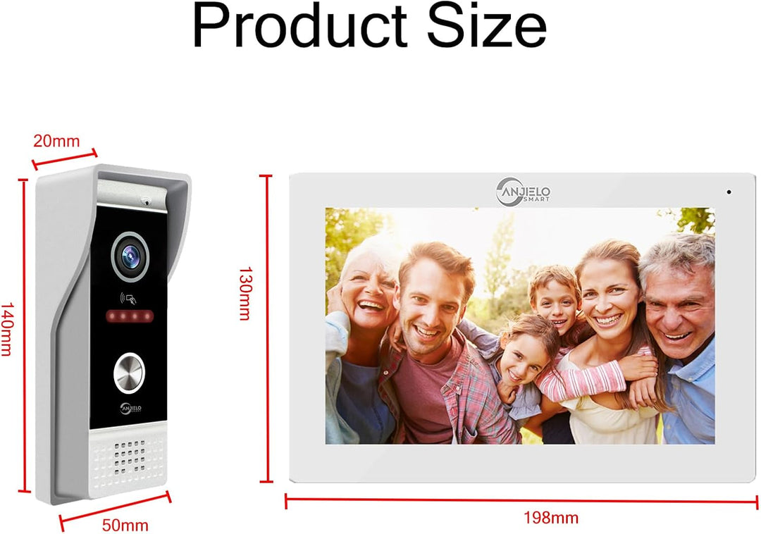 ANJIELO SMART (4-Draht) 1080P visuelle Türsprechanlage Kamera mit 7-Zoll-Touchscreen visuelle Türspr