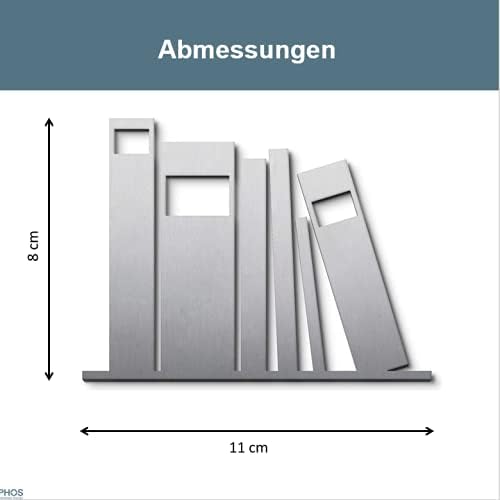 PHOS Design, P5101, Piktogramm Bibliothek Archiv, 11 x 8 cm, Edelstahl gebürstet, selbstklebend, 100