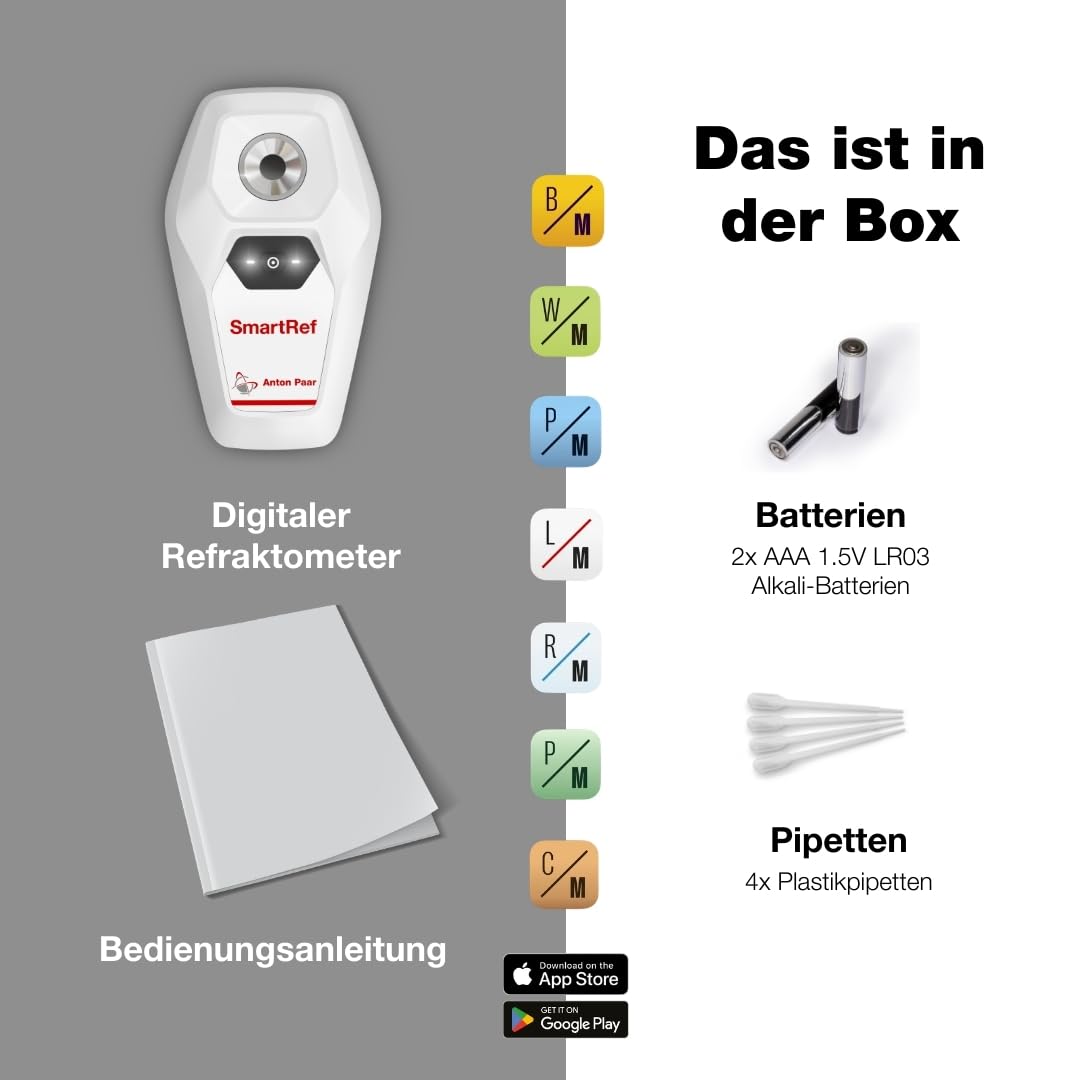 SmartRef AntonPaar - Digitales Refraktometer - Extrakt der Bierwürze, Zuckergehalt in Früchten, Sali