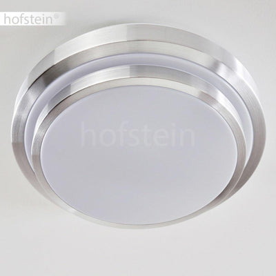 LED Deckenleuchte Sora, runde Deckenlampe aus Metall in Aluminium gebürstet, 2-stöckig, 18 Watt, Lic