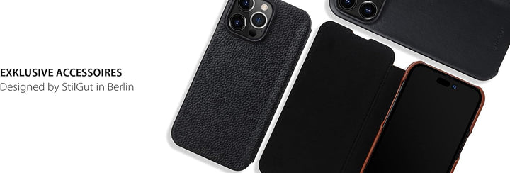 STILGUT Book Case kompatibel mit iPhone 14 Pro Max (6.7“) Hülle aus Leder zum Klappen, Klapphülle, H