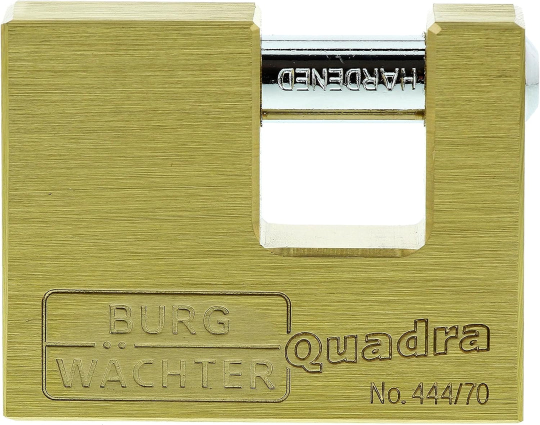 Burg Wächter Bügelschloss 444 70 Quadra Zylinder-Vorhangschloss , messing, 12,0 x 22,0 x 16,5 mm