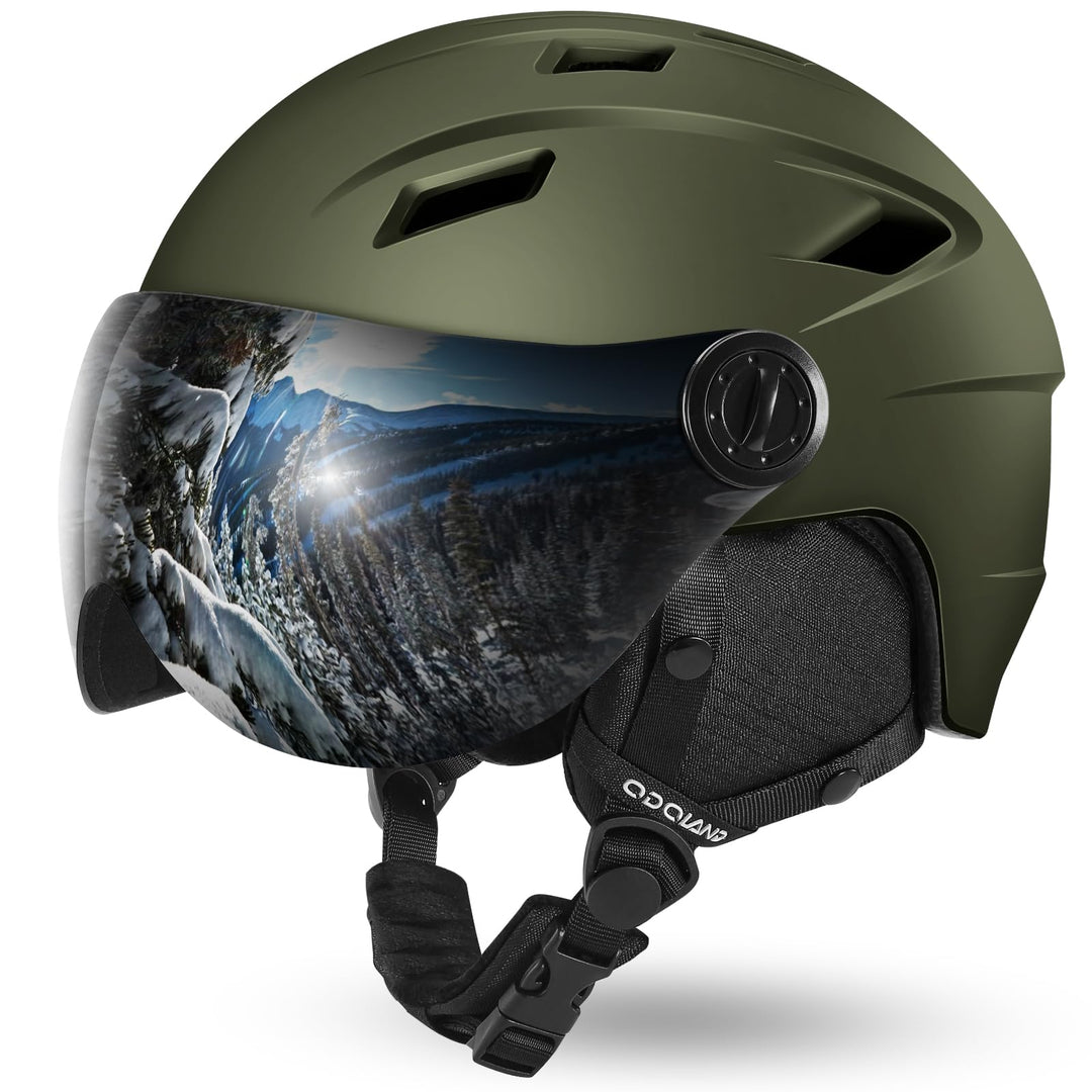 Odoland Erwachsene Skihelm Skihelm mit Visier, Leichter Race-Helm mit Helmvisier für Männer und Frau