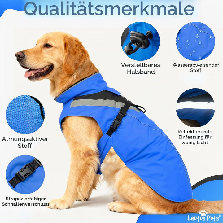 Wasserdichter Hunderegenmantel, reflektierenden Sicherheitsstreifen & Leinenöffnung – Leichte, Jacke