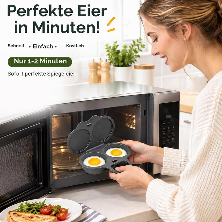 2 Stück Eierkocher Mikrowelle, Eierkocher 2 Eier Mit Deckel, Microwave Egg Poacher with Lid, Vielsei