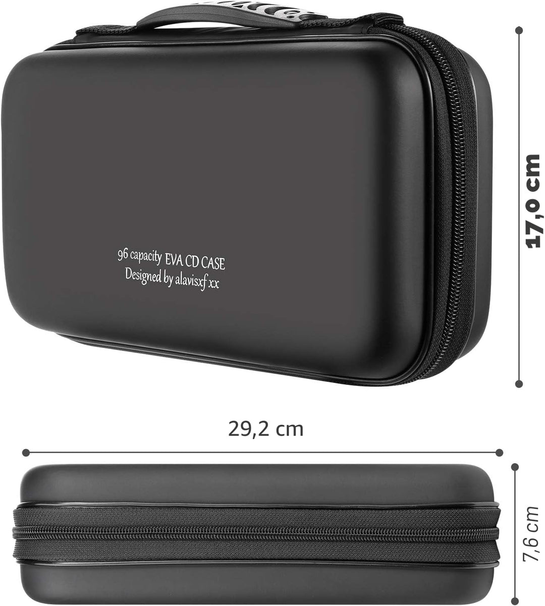KUOCDSIK CD Tasche, 96 Kapazität Hart Eva Blu-ray CD-Brieftasche Doppelreissverschluss Handschlaufe