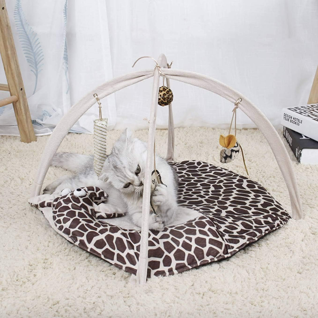 Katzen Spielmatte Schlafmatte gepolstertem Zelt – Indoor Kuschelbett rutschfeste Unterlage mit hänge