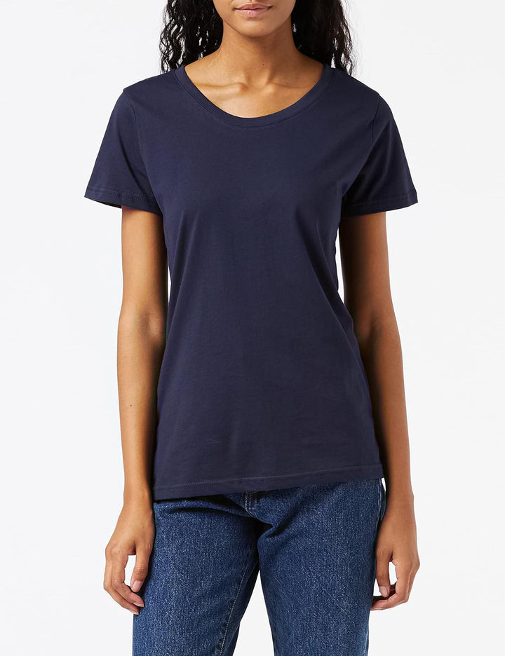 berydale Damen T-Shirt mit Rundhalsausschnitt aus 100% Baumwolle im Multipack L Schwarz/ Dunkelblau/