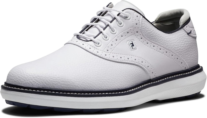 Footjoy Herren Fj Traditions Spikeless Golfschuh 39.5 EU Weit Weiss Weiss Marineblau, 39.5 EU Weit W