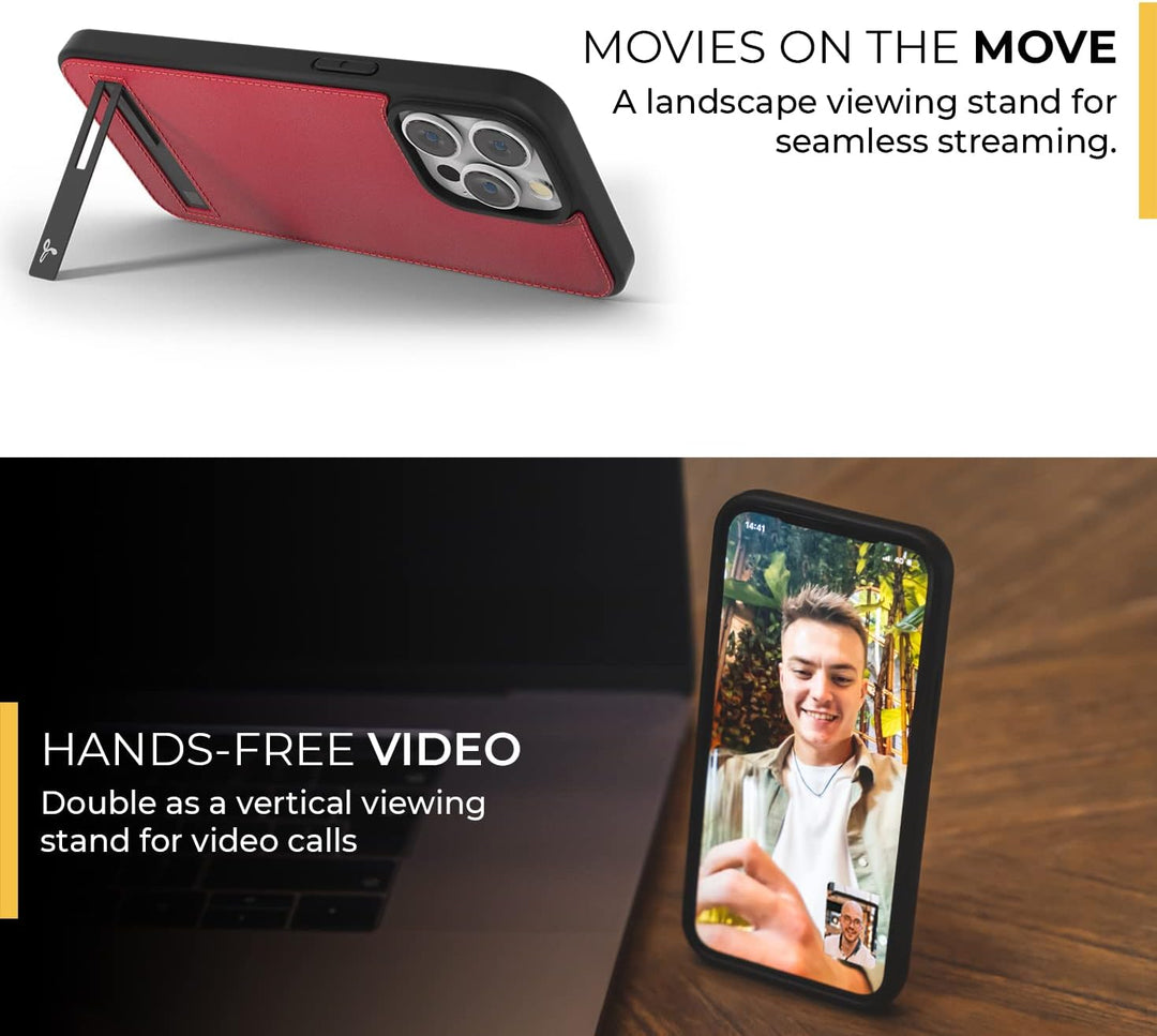 Snakehive Metro Lederhülle für Apple iPhone 14 Pro || Echtleder Handyhülle mit Standfunktion || Echt