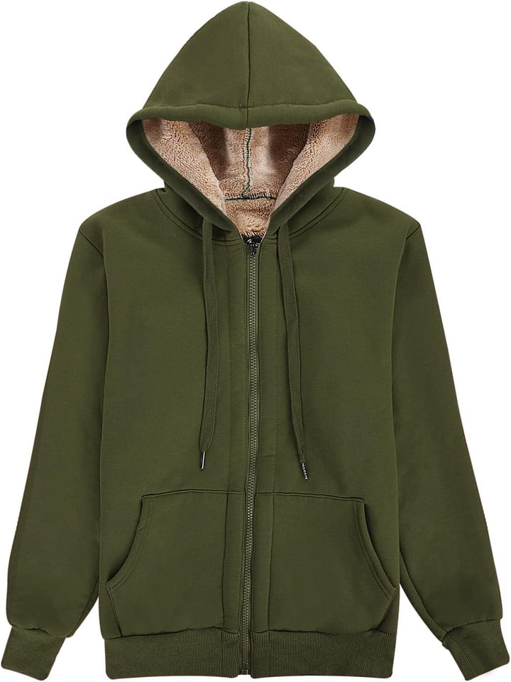 Fleecejacke Damen Hoodie Kapuzenpullover Sweatjacke Warm Oberteil, Herbst Winter Sweatshirt mit Reis