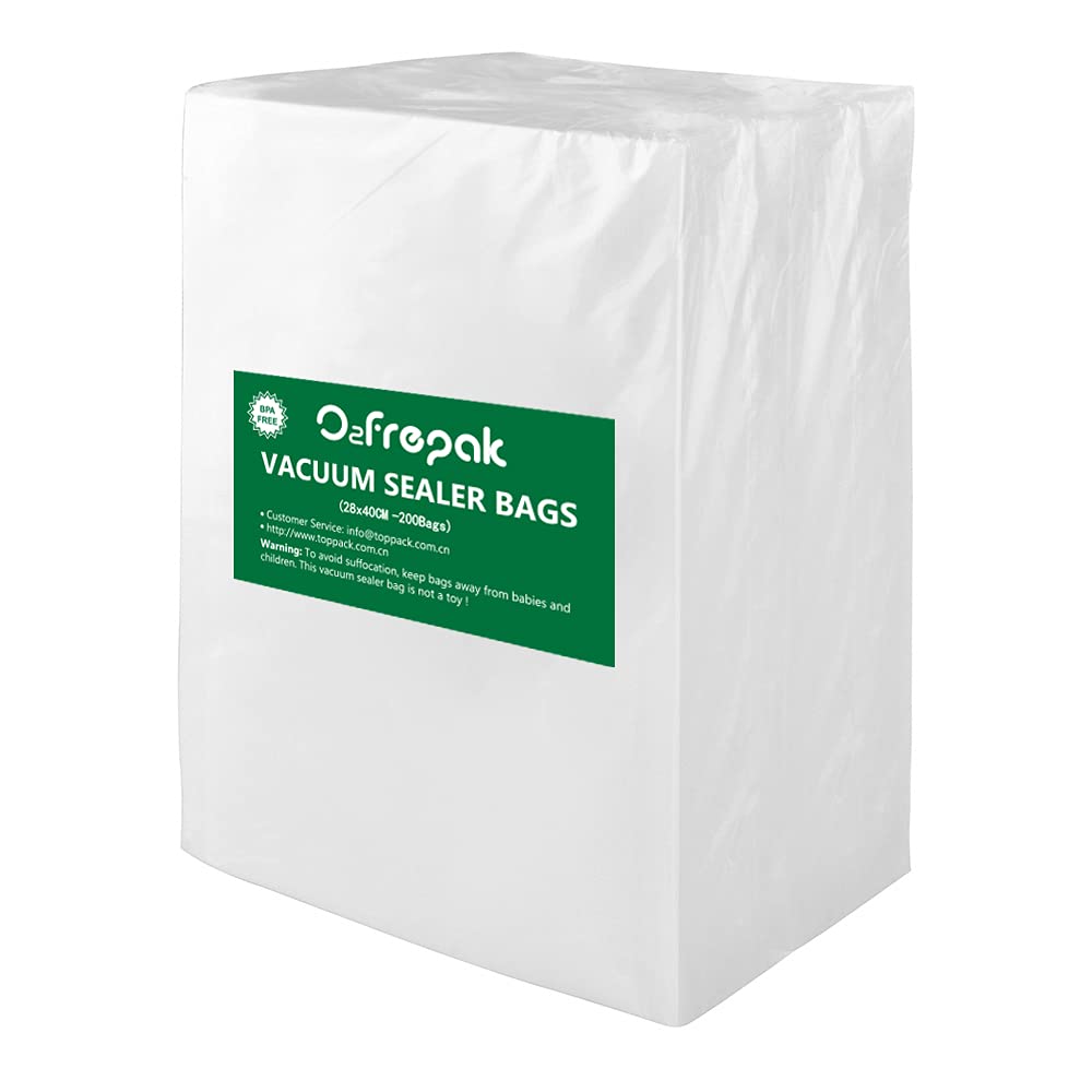O2frepak 200 Beutel 28x40cm Vakuumier Beutel Vakuumbeutel für Lebensmittel,BPA-Frei,für Folienschwei