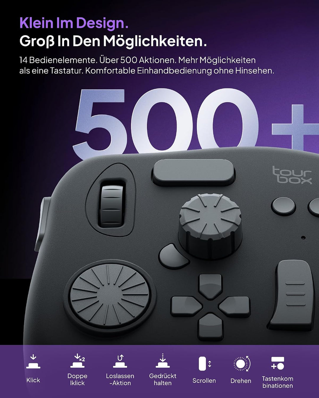 TourBox NEO, Editing Controller für Foto- & Videobearbeitung, Ilustration, Videoschnitt Tastatur, Ma