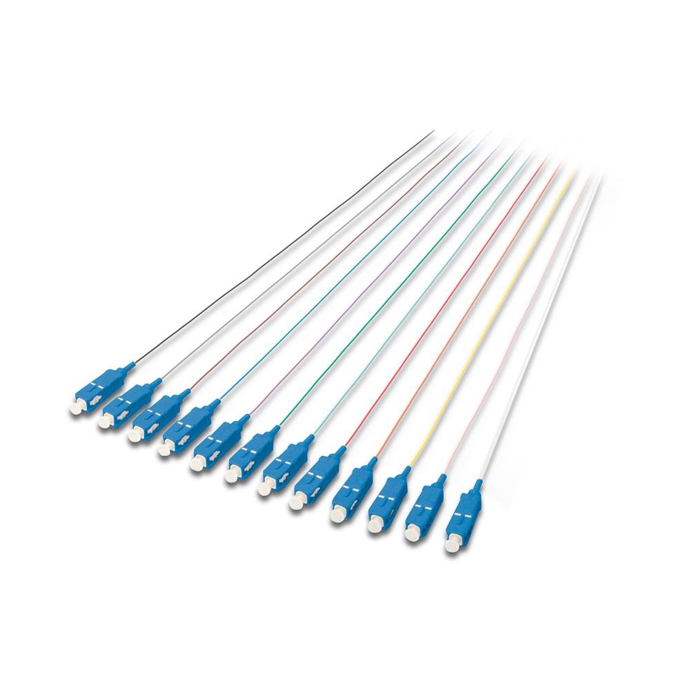 DIGITUS LWL Pigtails - 12 Stück - SC - Simplex - OS2 - Farbcode DIN IEC 304 - Fibre-Optic - Netzwerk