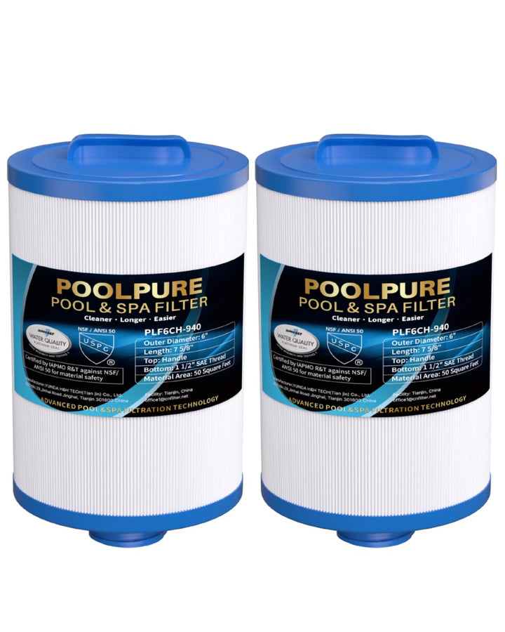 POOLPURE Spa Filter, Whirlpool Filter Replacement for Unicel 6CH-940, Pleatco PWW50P3, PWW50-P3, Fil