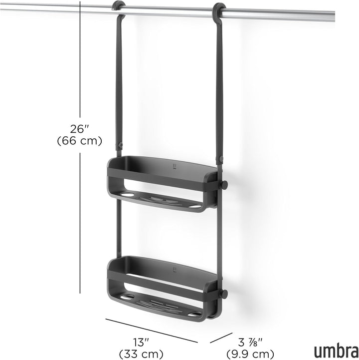 Umbra Flex Duschablage, Duschregal, Duschcaddy, Duschdiener, Schwarz Schwarz Duschablage mit 2 Fäche