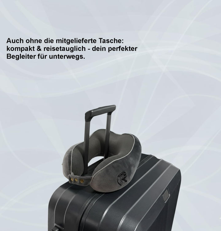 RAWS Reisekissen - Verstellbares Memory Foam Nackenkissen mit flexiblen Druckknöpfen für 360° Stütze
