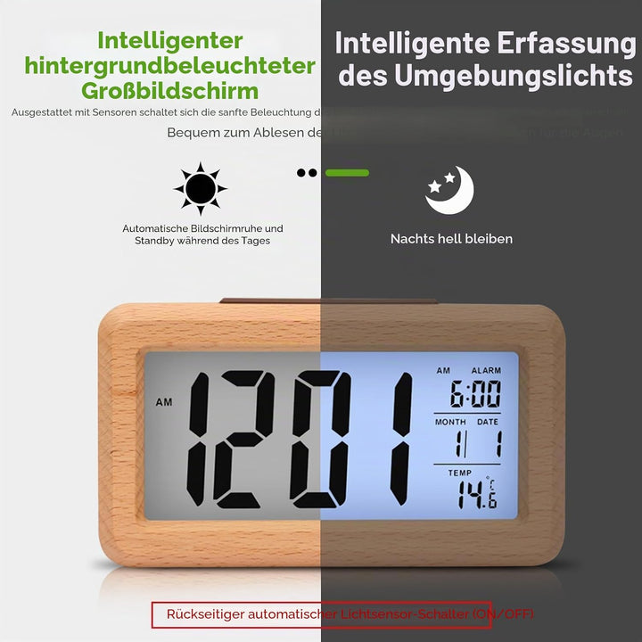 HERCHR Radiowecker Funkuhr Digital, Digital Uhr, Funkwecker Digital Mit Batterie, Wecker Digital, Ti