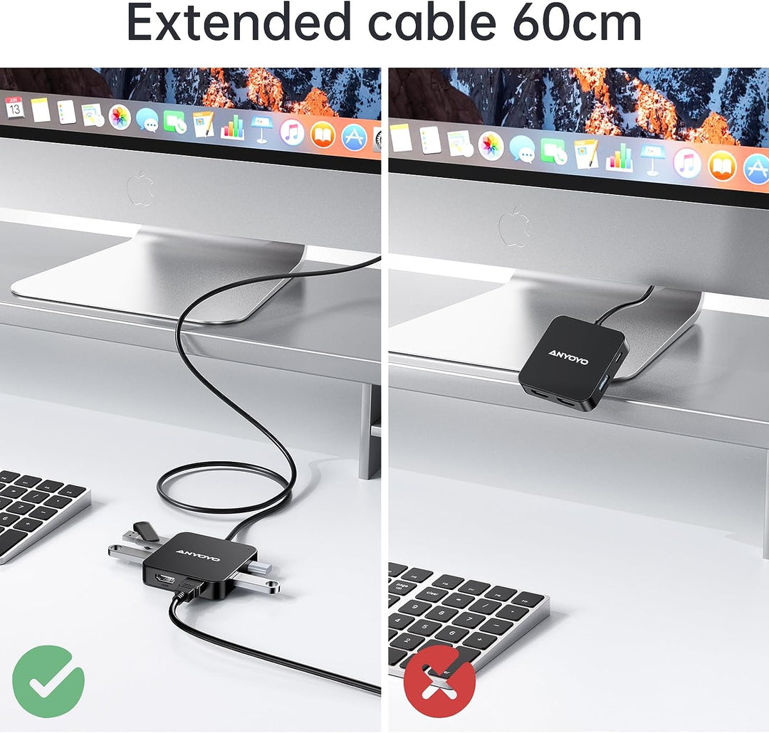 USB C auf Dual 4K 60Hz HDMI Adapter, USB C Hub Dual 4K HDMI, USB C Daten, 100W PD, USB 3.0, Docking