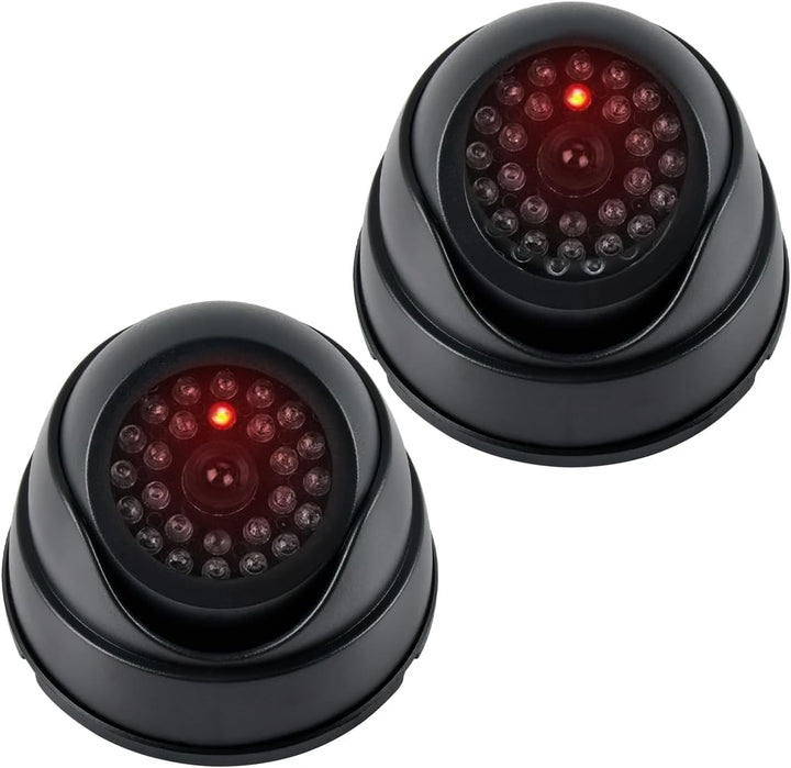 BUYGOO 2 pcs Kamera Attrappe, CCTV Dummy Sicherheits Dome Kameras, Fake überwachungskamera mit Rot B