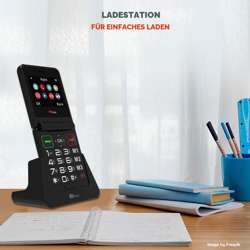 TTfone Klapphandy TT660 mit faltbarem Design, grossen Tasten, Notruf, Langer Akkulaufzeit und 3G & 4