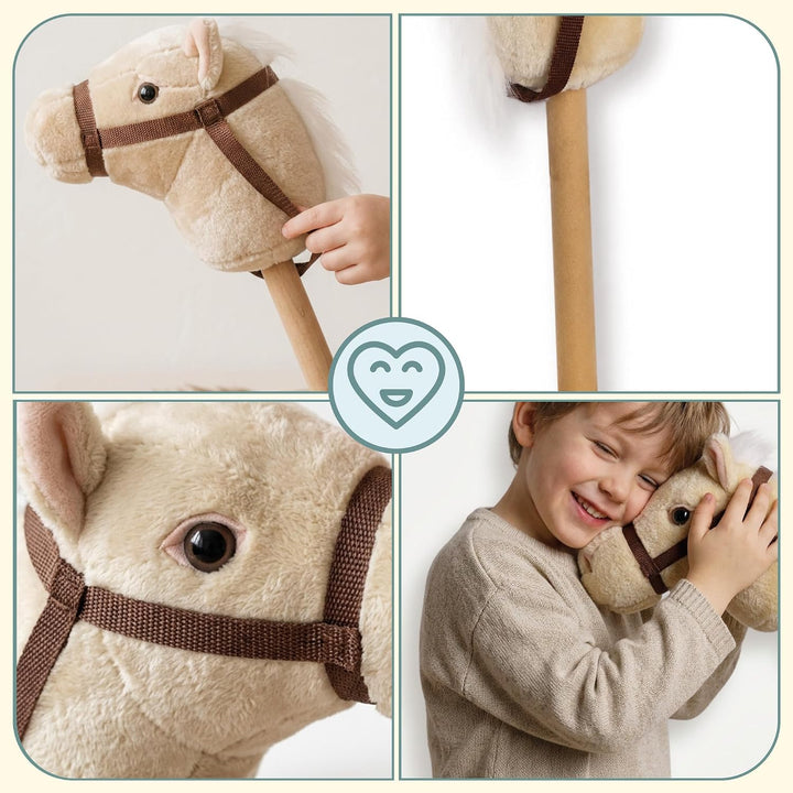 Mamabrum Hobby Horse - beiges Steckenpferd für Kinder, 80 cm | Beige - 80 cm