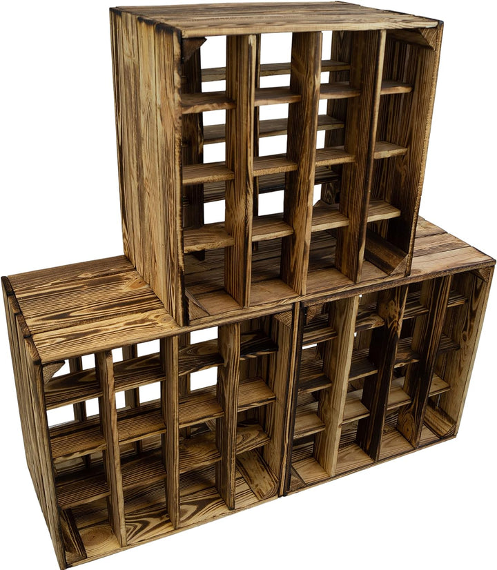 3er Set -Geflammtes Weinregal für bis zu 16 Flaschen 40x40x27 cm Kistenkolli Altes Land Wein Regal |
