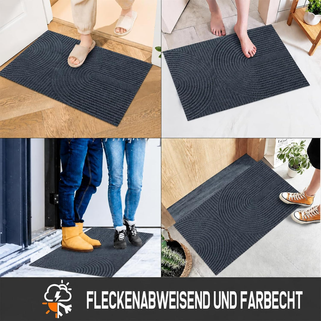 Fussmatte 60x90 cm Innen und Aussen - rutschfeste Schmutzfangmatte - Waschbar Fussmatte, Wasserdicht