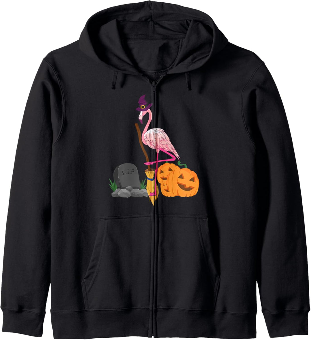 Flamingo-Hexenreitbesen - lustiger Kürbis Kapuzenjacke
