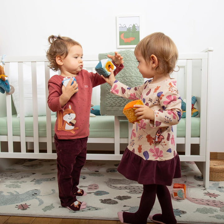 sigikid 43226 Babyspielzeug Stoffwürfel, Mehrfarbig/Würfel-Set, Mehrfarbig/Würfel-set