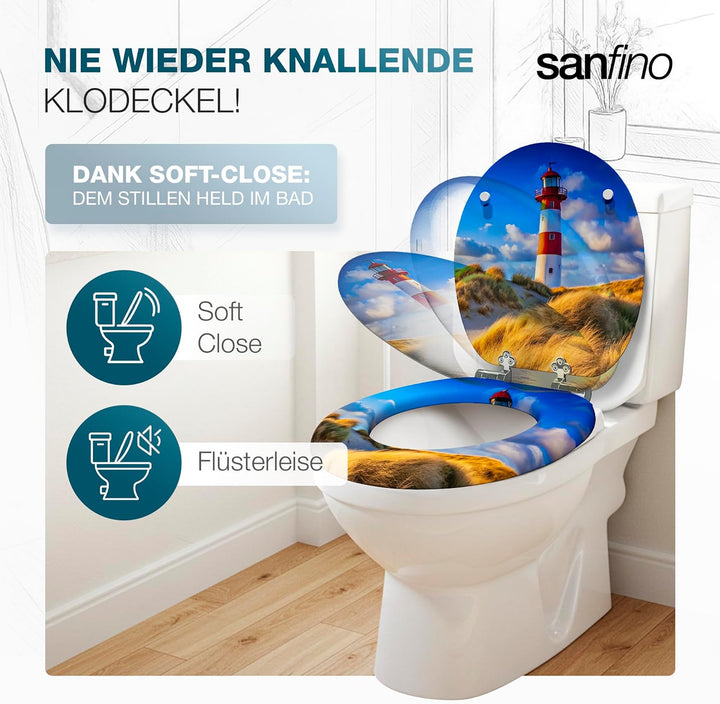 Premium WC Sitz mit Absenkautomatik – hochwertige Toilettendeckel aus Holz, viele bunte Motive, hohe