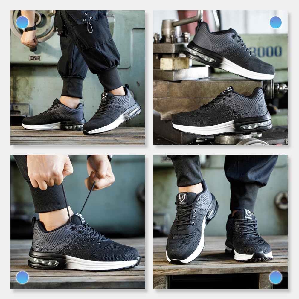Nasogetch Sicherheitsschuhe Damen Herren Stahlkappenschuhe Arbeitsschuhe Sportlich Atmungsaktiv 36 E