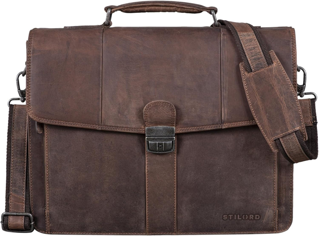 STILORD 'Havanna' Leder Businesstasche A4 Gross Klassische Aktentasche Arbeitstasche Abnehmbarer Sch