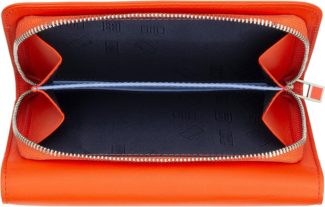 DUDU Damen Portemonnaie aus weichem Leder, Münzgeldbörse mit Reissverschluss, 12 Kartenfächer, Mehrf