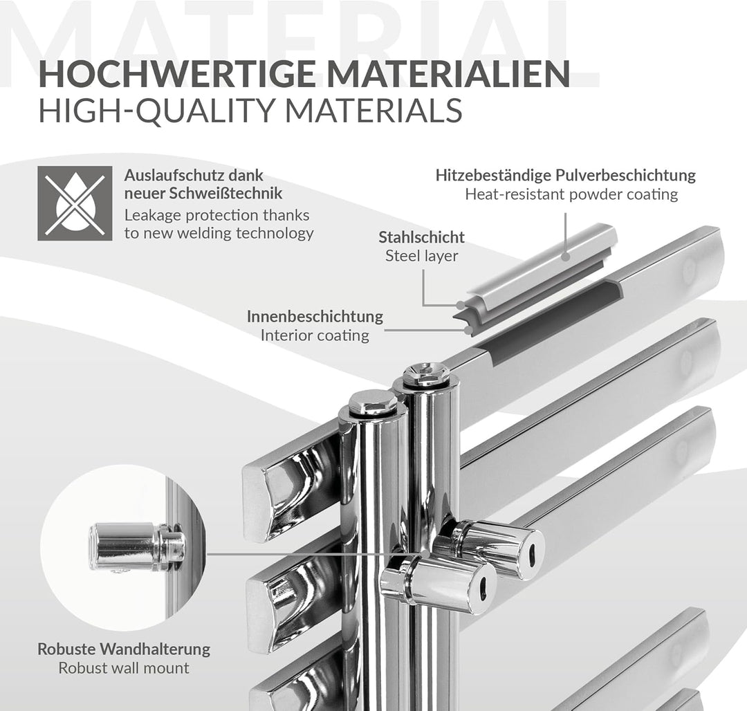 LuxeBath Design Badheizkörper Iron EM 500 x 1000 mm, Chrom, Designheizkörper Paneelheizkörper Flachh