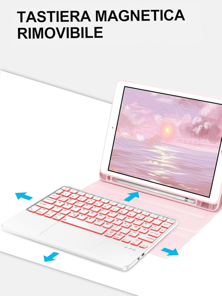 WINCHKING iPad 9 Generation Hülle mit Tastatur 10,2 Zoll für iPad 9/8/7 Gen - 7 Farben Beleuchtete K
