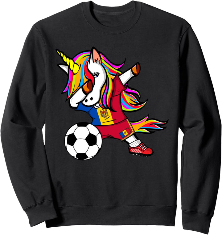 Dabbing Einhorn Unicorn Moldawien Fussball Moldauische Flagge Sweatshirt