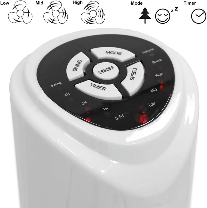 BAKAJI Turmventilator leise Säule automatische Oszillation Leistung 45 W Höhe 80 cm mit 3 Geschwindi