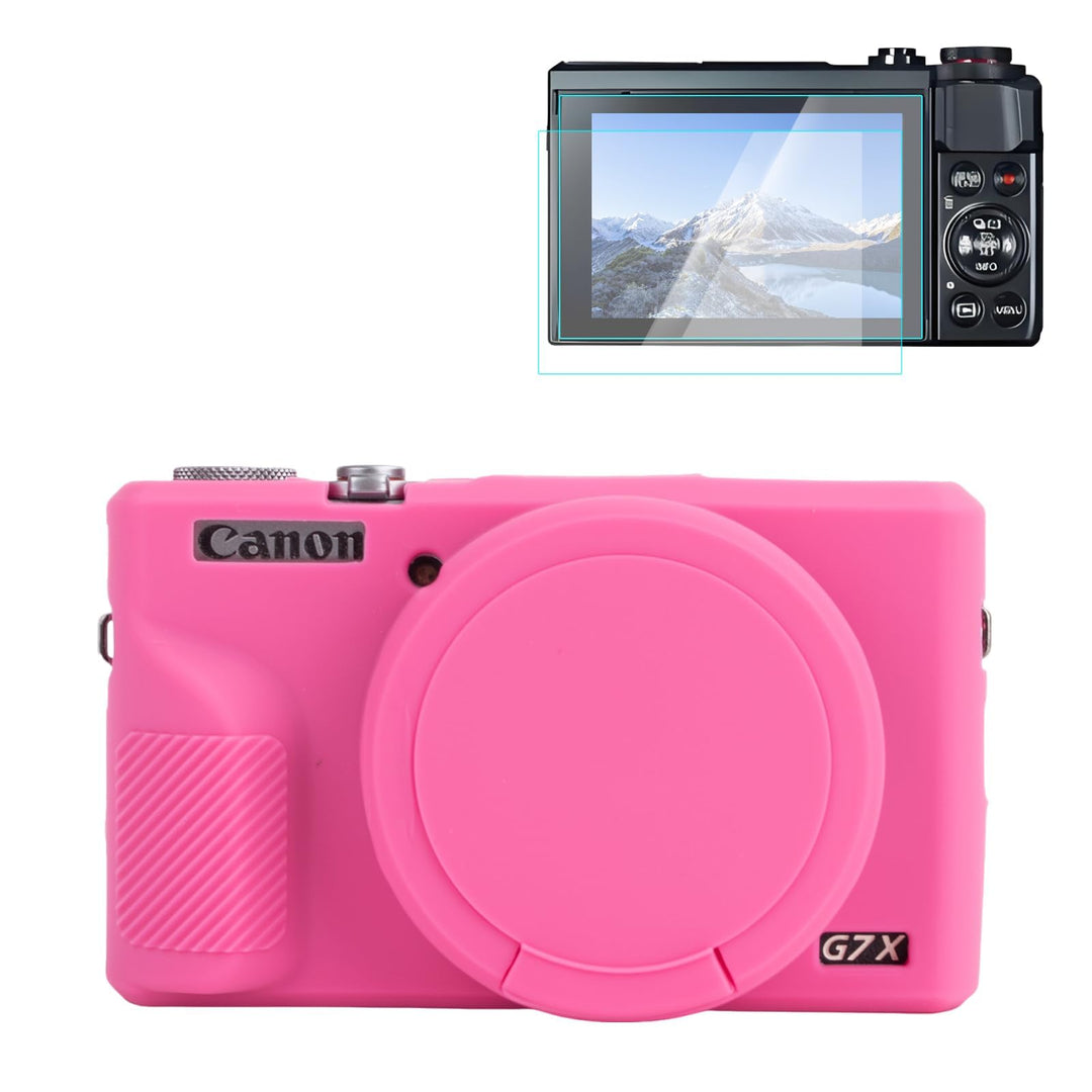 Rieibi Silikon-Schutzhülle für Canon G7X Mark III Hülle, G7X Mark III Zubehör mit 2 Stück Displaysch