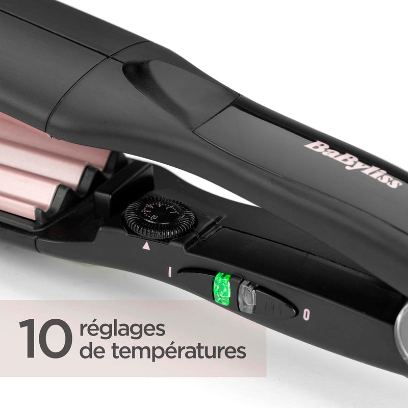 BaByliss The Crimper Kreppeisen mit 10 Temperaturstufen bis 210°C und Abschaltautomatik In rosa Schw