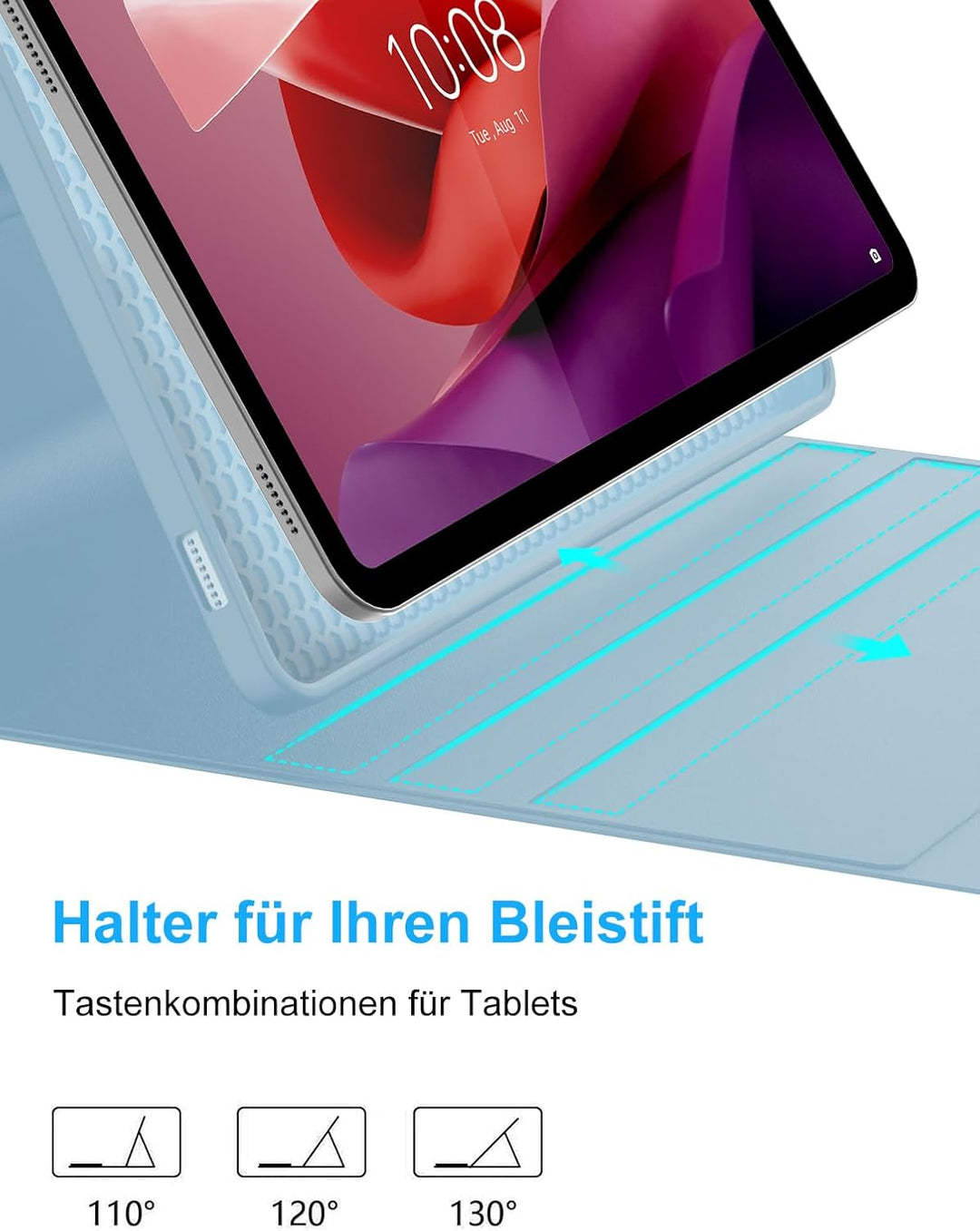 Tastatur Hülle für Lenovo Tab P12 12.7" 2023, QWERTZ Layout, Hülle Tastatur mit Magnetisch Abnehmbar