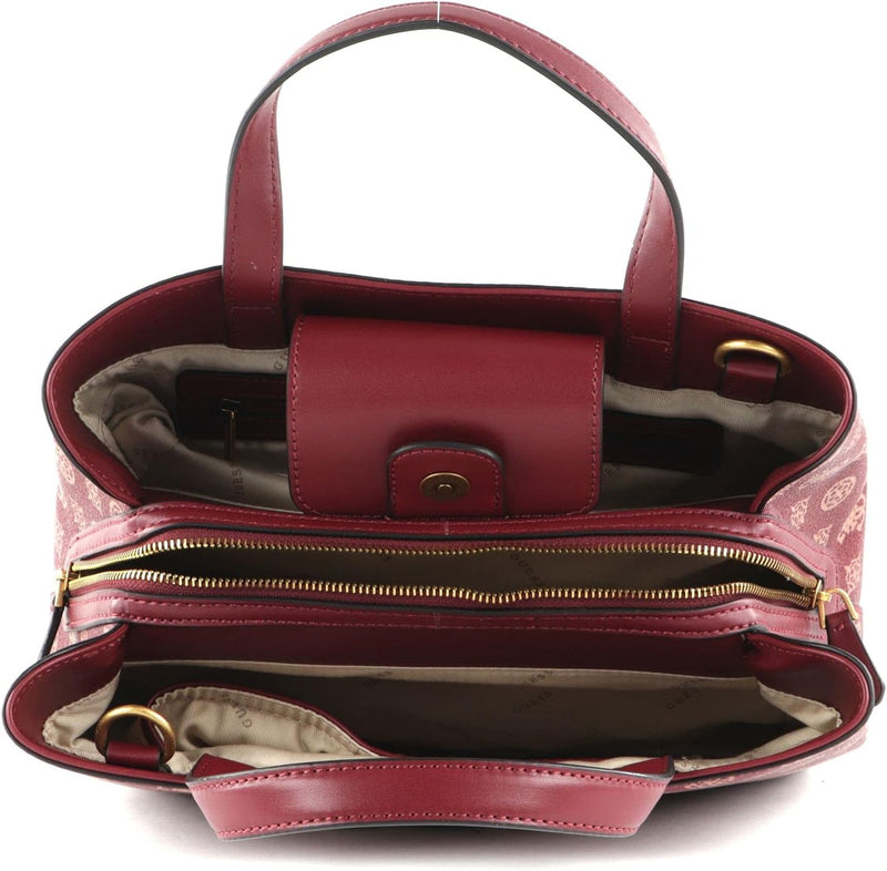 GUESS Hensely Logo Girlfriend Satchel Merlot Multi